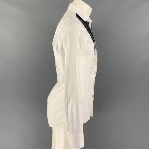NEIL BARRETT Size S White Grey Ombre Cotton Hidden Placket Long Sleeve Shirt