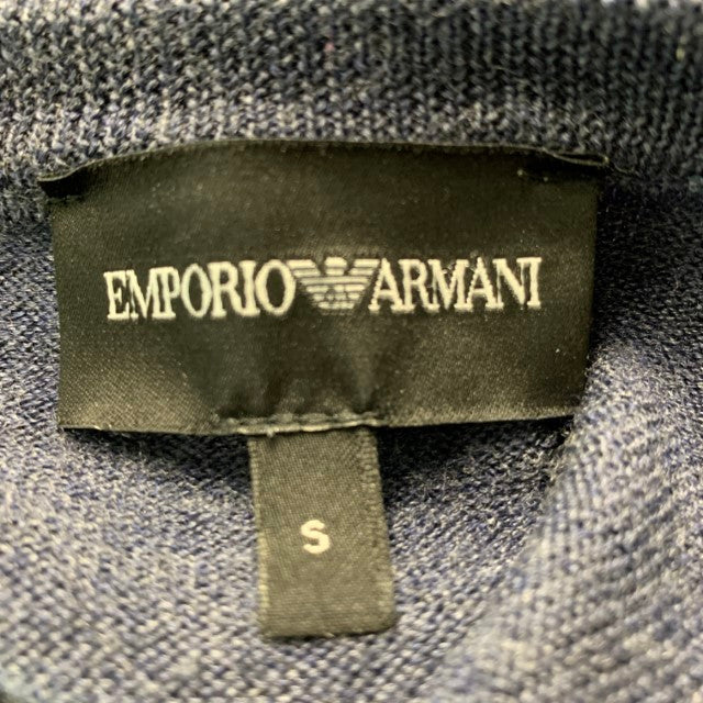 EMPORIO ARMANI Talla S Jersey con cuello redondo en mezcla de lana y bloques de color gris carbón