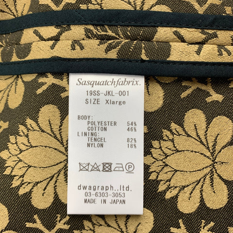 SASQUATCHfabrix Talla XL Abrigo deportivo de poliéster / algodón floral dorado y marrón