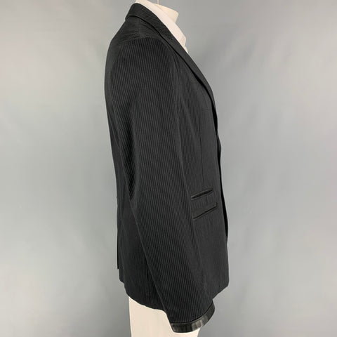 JOHN VARVATOS Talla 42 Abrigo deportivo de mezcla de algodón a rayas negras y grises