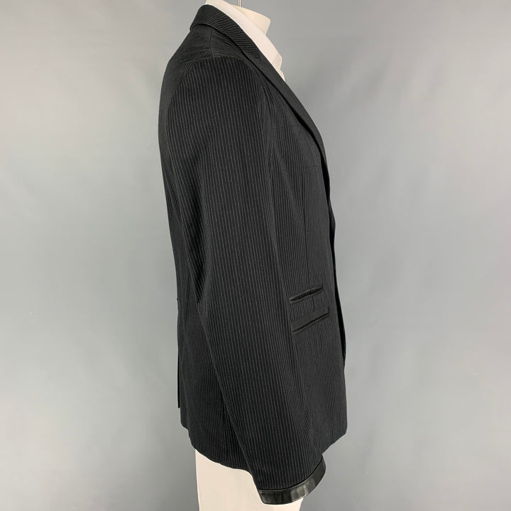 JOHN VARVATOS Taille 42 Manteau de sport en mélange de coton à fines rayures noir et gris