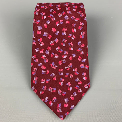 Vintage MISSONI Burgundy Abstract Print Silk Tie