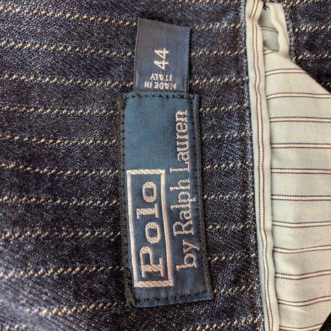 POLO by RALPH LAUREN Size 44 Indigo Pinstripe Cotton Sport Coat