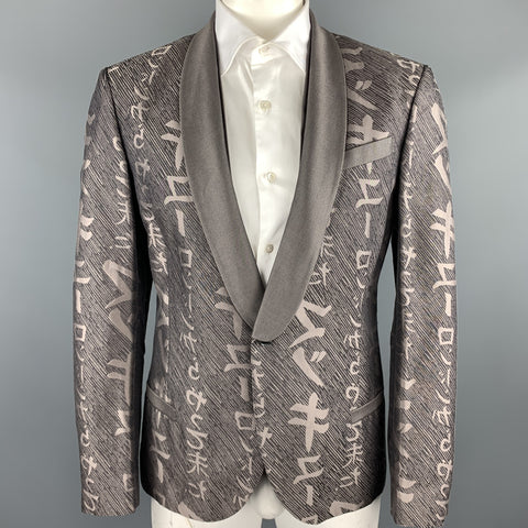 MCQ by ALEXANDER MCQUEEN Size 44 Taupe Print Cotton / Silk Sport Coat