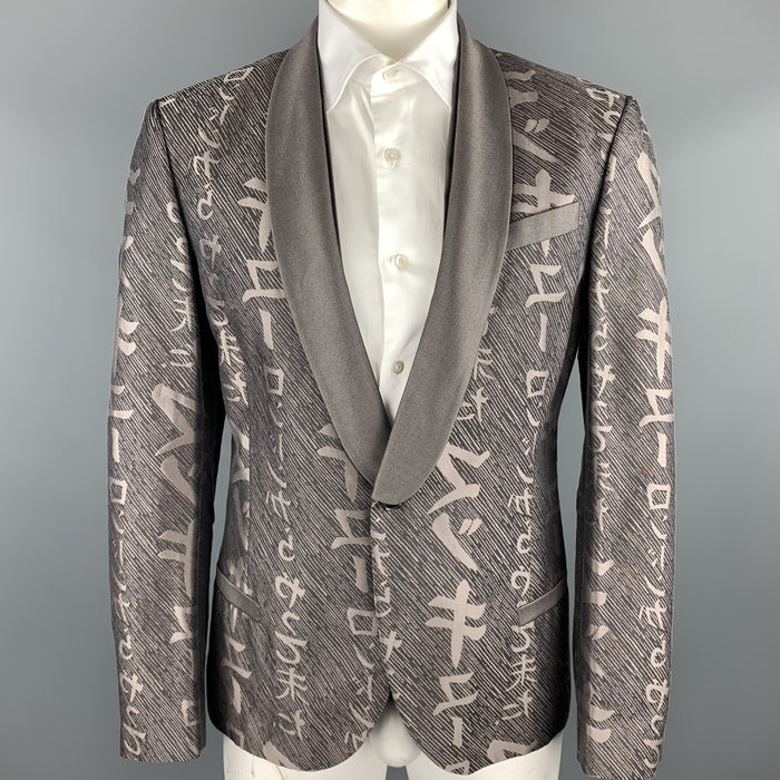 MCQ by ALEXANDER MCQUEEN Size 44 Taupe Print Cotton / Silk Sport Coat