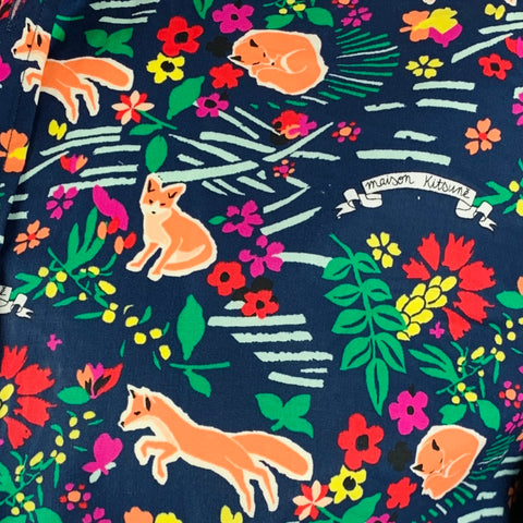 MAISON KITSUNE Taille L Chemise à manches longues en coton imprimé multicolore marine