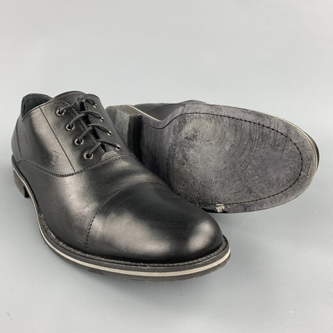 TOD'S Size 11 Black Leather Lace Up Shoes