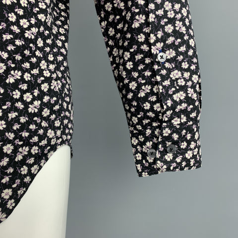 PAUL SMITH The Westbound Size S Black & White Floral Cotton Button Up Long Sleeve Shirt