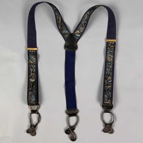 ERMENEGILDO ZEGNA Navy Print Silk Suspenders