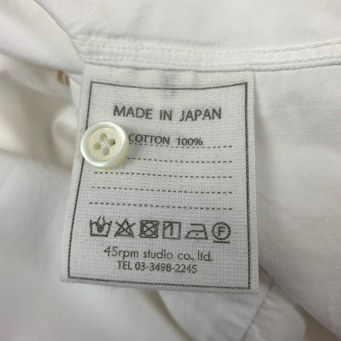 45rpm Size XL White Cotton Button Down Long Sleeve Shirt