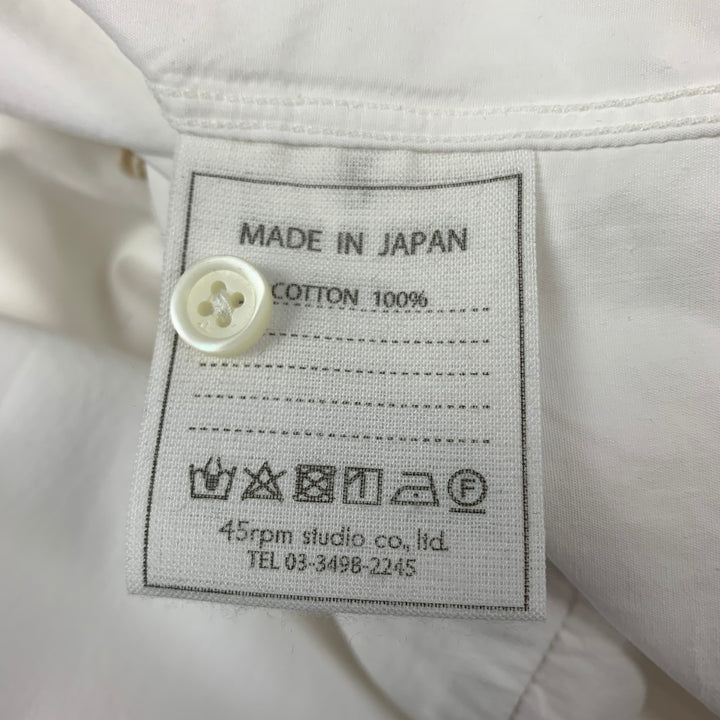 Chemise à manches longues boutonnée en coton blanc taille XL 45 tr/min