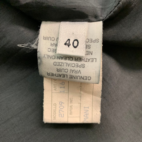 ARMANI COLLEZIONI Size 40 Black Leather Notch Lapel Jacket