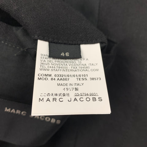 MARC JACOBS Size 36 Black Textured Linen Blend Hidden Placket Coat