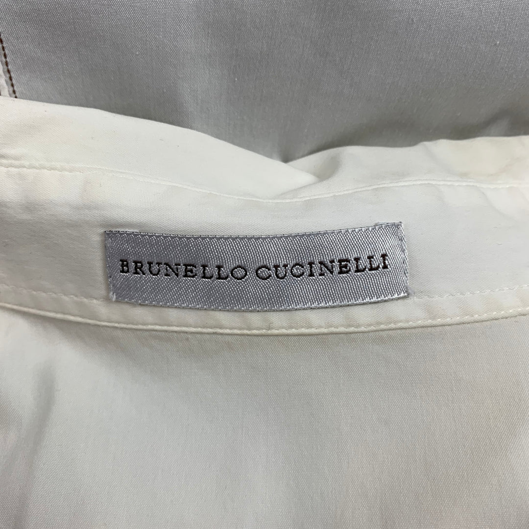 BRUNELLO CUCINELLI Size S White & Light Blue Sleeveless Blouse