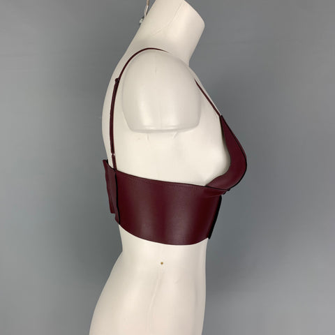 T by ALEXANDER WANG Top de vestir tipo corpiño de piel de cordero de cuero color burdeos talla 2