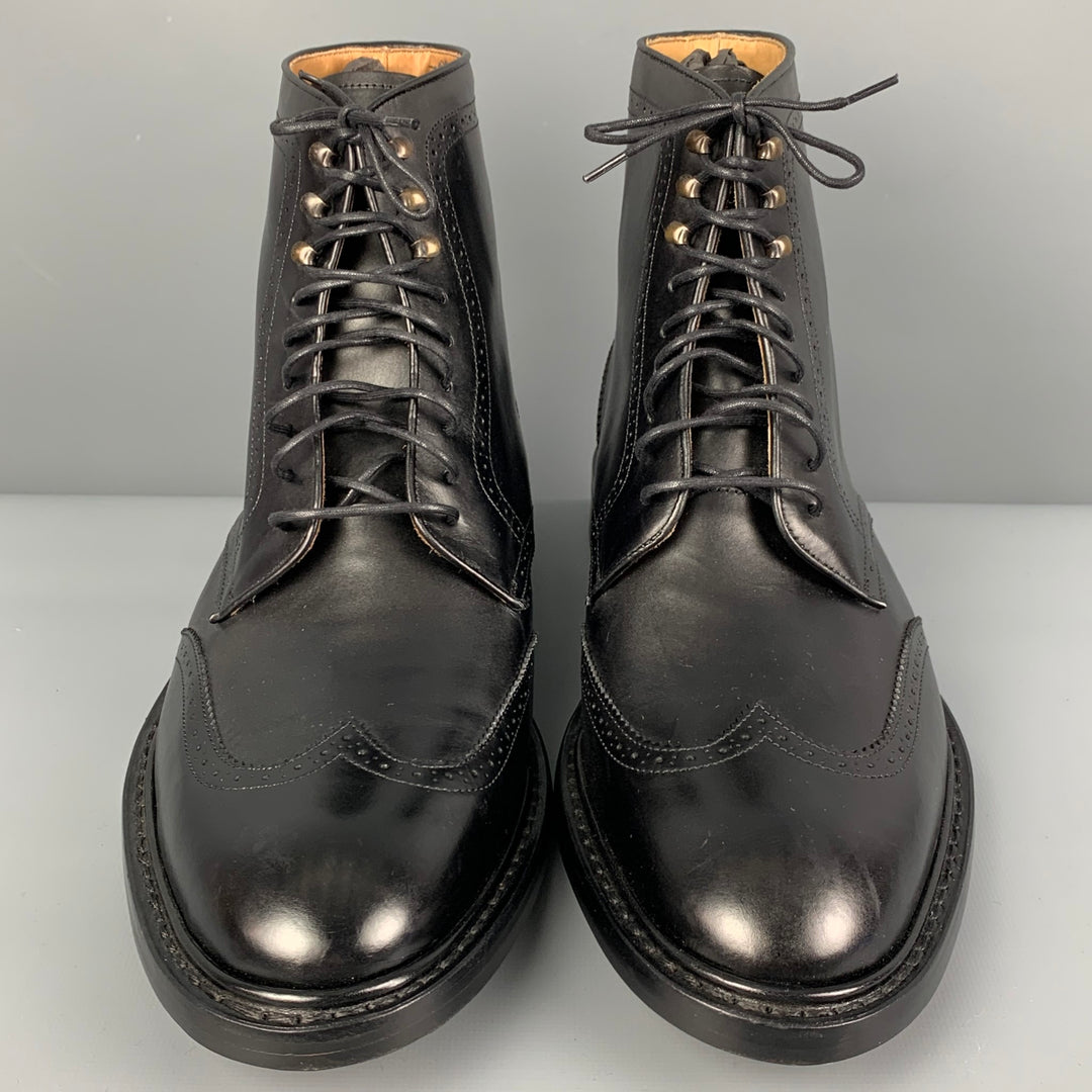 JACK ERWIN Size 11 Black Perforated Leather Wingtip Ankle  display picture 3