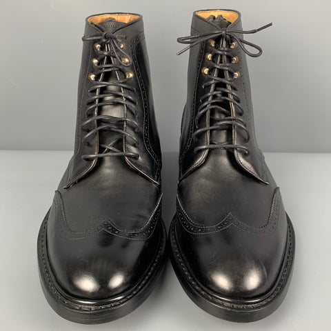 JACK ERWIN Size 11 Black Perforated Leather Wingtip Ankle Boots