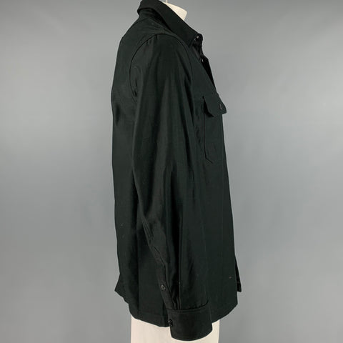 RAG &amp; BONE Taille L Chemise à manches longues en coton noir avec poches plaquées