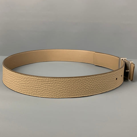 LOUIS VUITTON Size 34 Taupe Textured Leather Belt