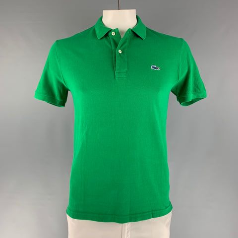 LACOSTE Size L Green Embroidery Cotton Polo Polo