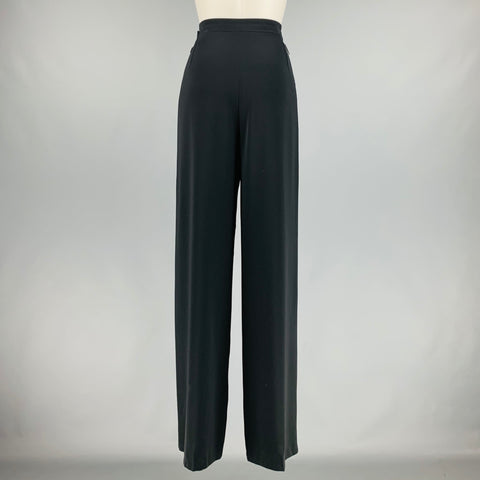 HERMES Size 8 Black Polyester Wide Leg Dress Pants