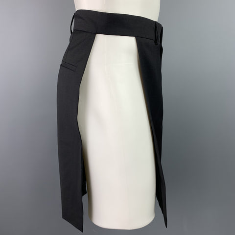 GIVENCHY Talla 28 Falda introductoria con bragueta y cremallera de lana negra