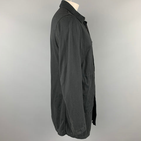 STONE ISLAND Shadow Project Size XL Black Cotton Long Windbreaker Jacket