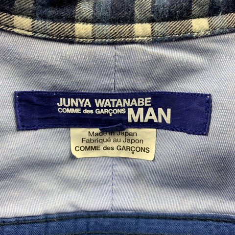 JUNYA WATANABE Size M Navy & White Patchwork Cotton Long Sleeve Shirt