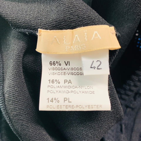 ALAIA Talla 6 Leggings negros con cordón de mezcla de viscosa