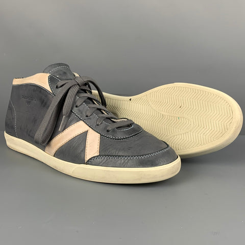 DOLCE & GABBANA SPORT Size 9 Grey Cream Color Block Leather Low Top Sneakers