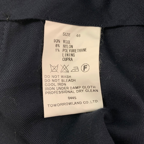 TOMORROWLAND Talla 30 Pantalones de vestir con parte delantera plana en mezcla de lana y espiga color carbón