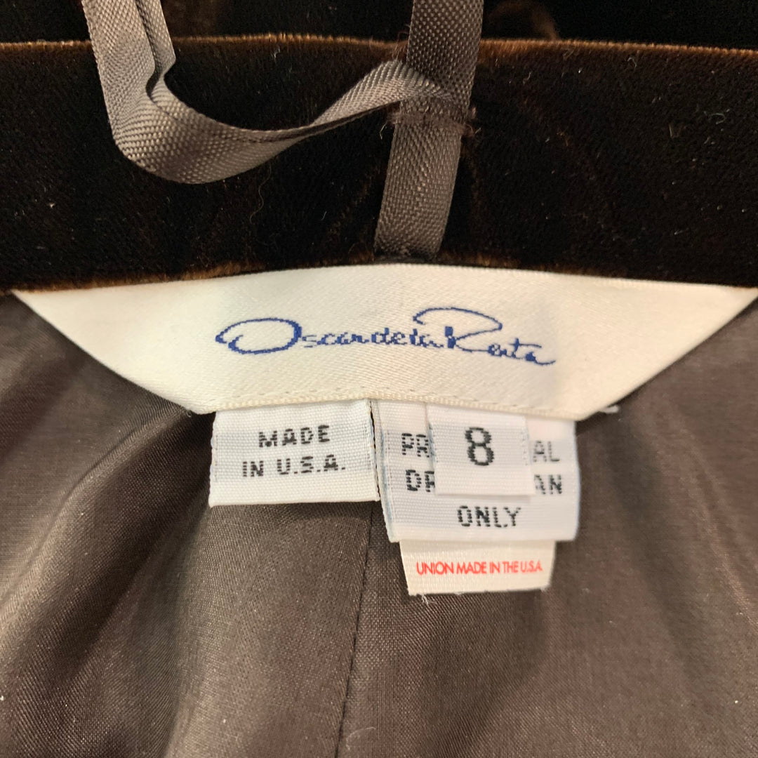 OSCAR DE LA RENTA Size 8 Brown Velvet High Waisted Dress Pants