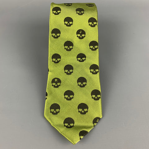 JOHN RICHMOND Green Skull Silk Tie