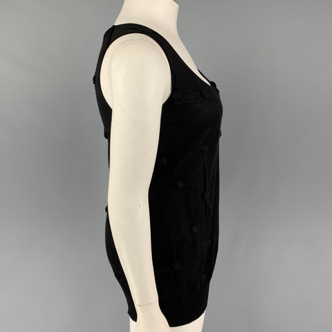 LOUIS VUITTON Size L Black Aplique Sleeveless Casual Top
