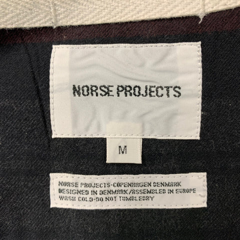 NORSE PROJECTS Size M Charcoal &  Burgundy Plaid Cotton Flannel Long Sleeve Shirt