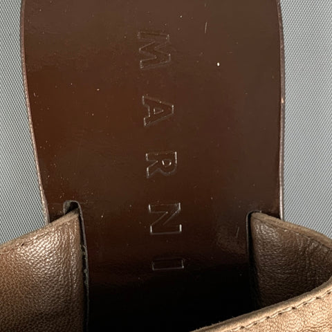 MARNI Size 8.5 Brown & Taupe Leather Flat Sandals