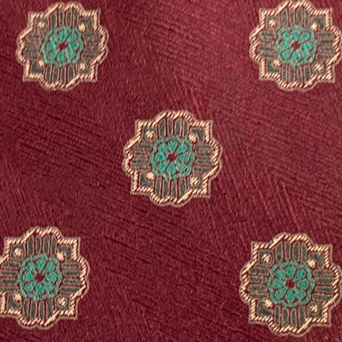 GIORGIO ARMANI Burgundy Green Abstract Floral Silk Tie