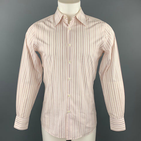 PRADA Size M White Stripe Cotton Button Up Long Sleeve Shirt
