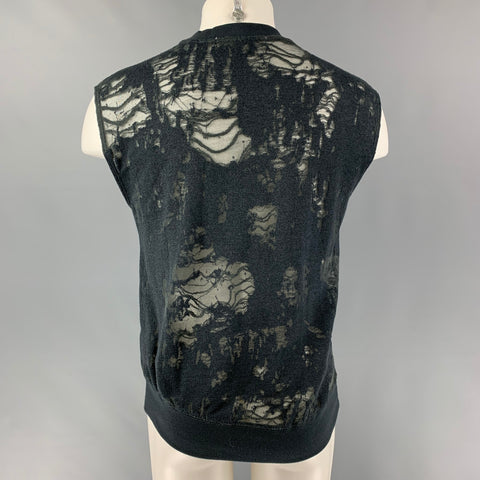 IRO Nuala Size S Slate Distressed Cotton Blend Sleeveless Pullover