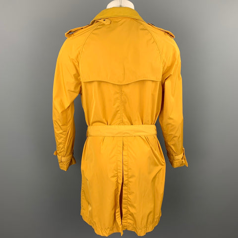 EMPORIO ARMANI David Line Size 38 Yellow Polyester Epaulettes Belted Double Breasted Trenchcoat