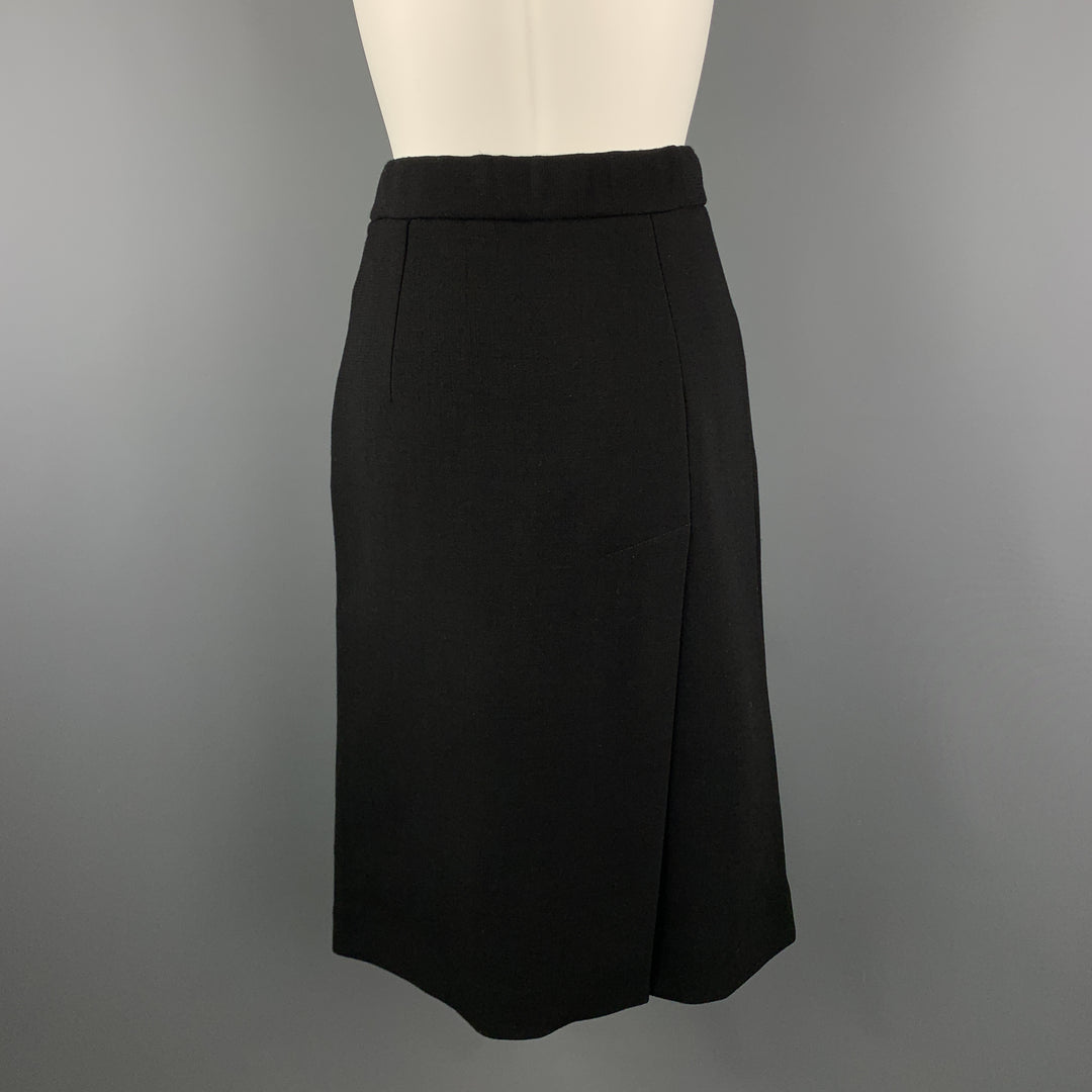 MARNI Size M Black Wool A Line Slit Skirt