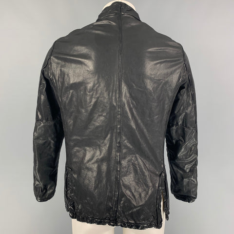 GIORGIO BRATO Size 42 Black Leather Zip Up Jacket