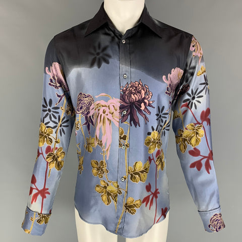 GUCCI by Tom Ford 2003 Size S Blue Floral Silk Button Up Long Sleeve S GUCCI by Tom Ford 2003 Size S Blue Floral Silk Button Up Long Sleeve S