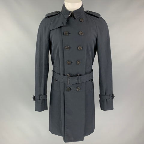 BURBERRY PRORSUM Spring 2015 Size 40 Navy Cotton / Silk Trench Coat