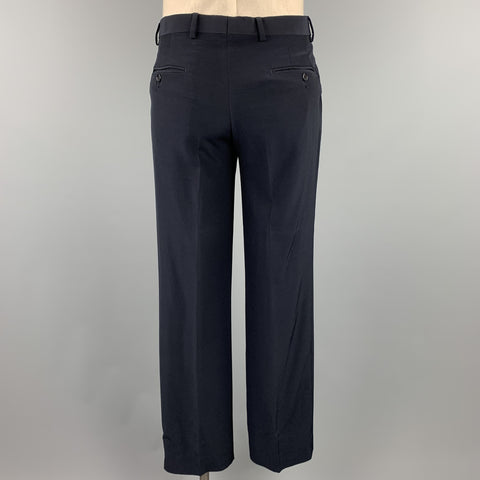 CARLO PIGNATELLI Size 38 Long Navy Acetate Blend Collar Suit