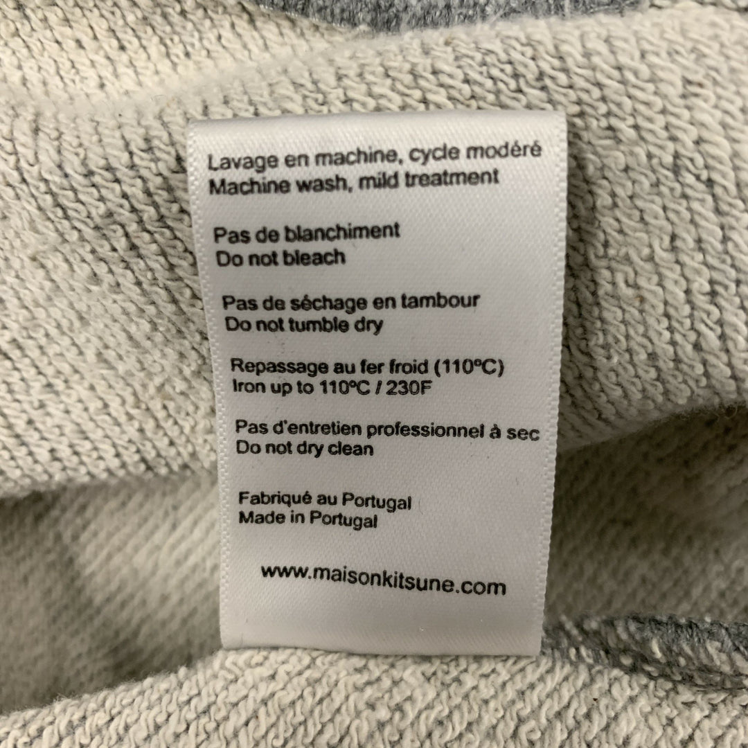 MAISON KITSUNE Size L Grey Logo Cotton Crew-Neck Sweatshirt