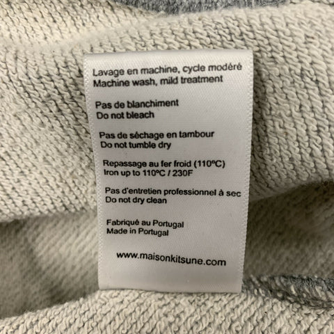 MAISON KITSUNE Size L Grey Logo Cotton Crew-Neck Sweatshirt