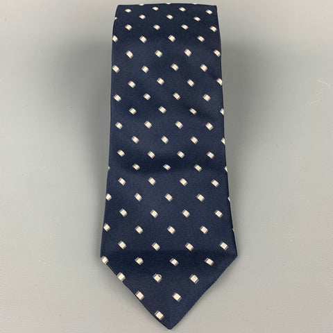 ERMENEGILDO ZEGNA Navy Squares Silk Tie