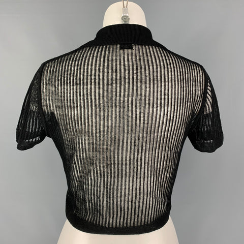 SAINT LAURENT Size S Black See Through Polo Cropped Top