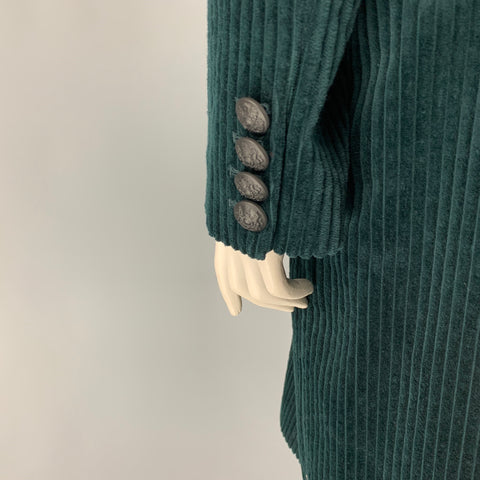 THE KOOPLES Size L Forest Green Cotton Corduroy Notch Lapel Coat